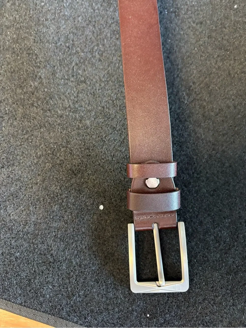 Men’s Brown Leather Belt Gunmetal Buckle 2” Wide Size XL